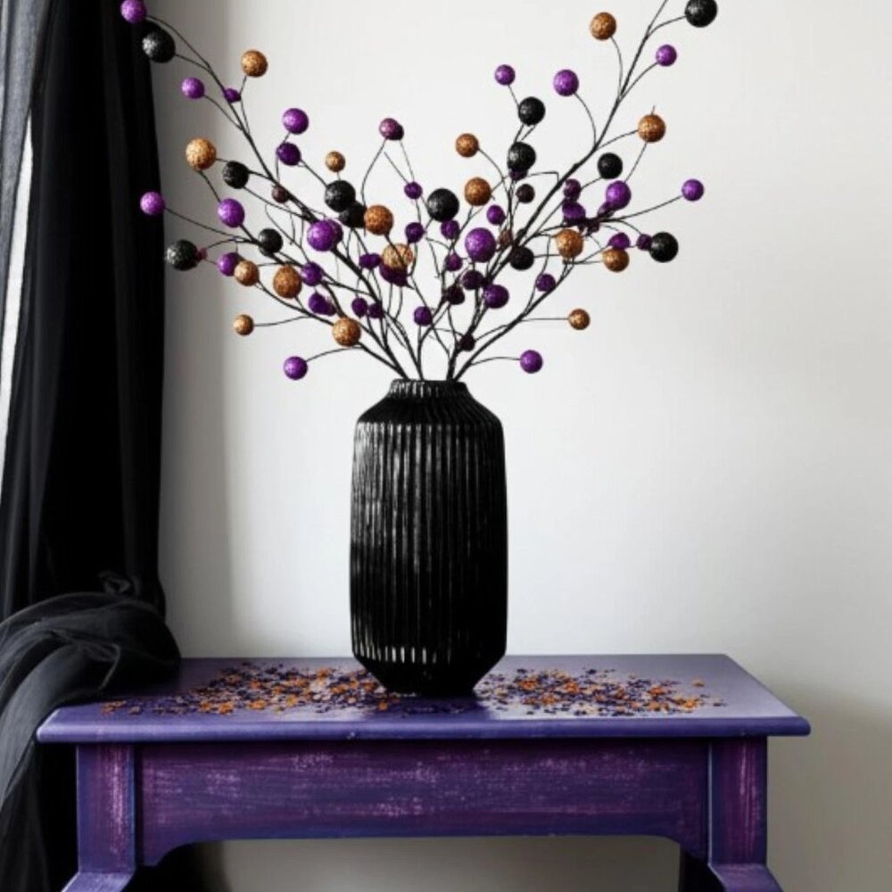 Orange Black and Purple Glitter Pick Halloween Pick Spray Stem Holiday Crafts